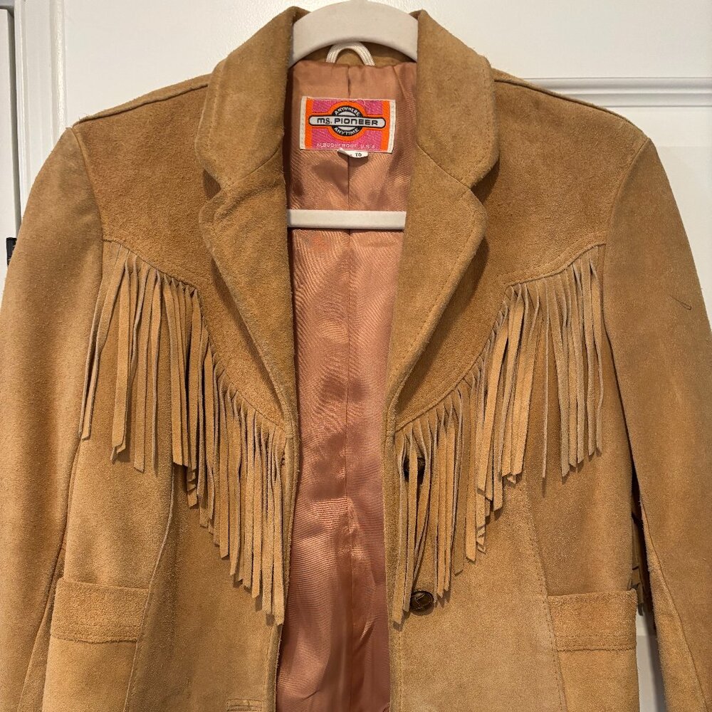 Ms. Pioneer Vintage Suede Fringe Jacket